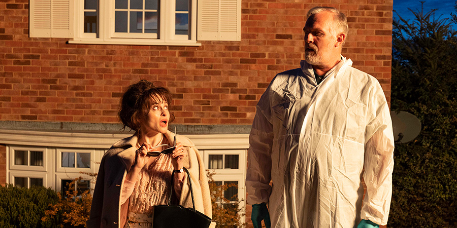 Greg Davies and Helena Bonham Carter in episode 1 of The Cleaner